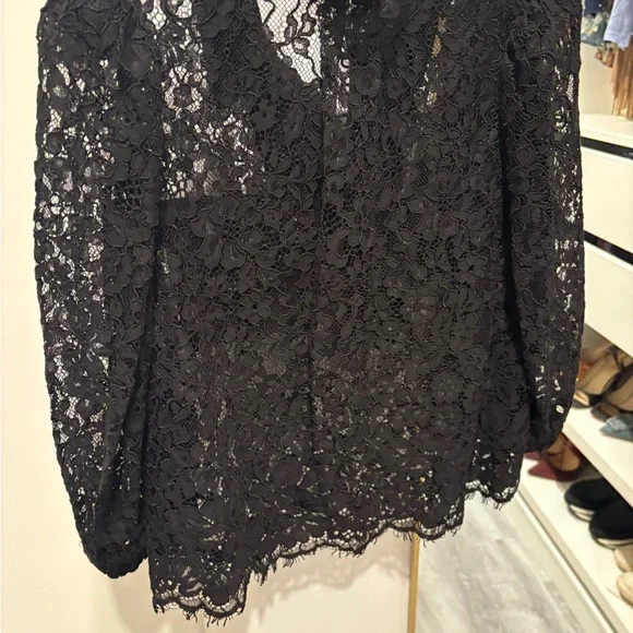 Self-Portrait Black Lace Blouse with Button Detail - Picture 3 of 3